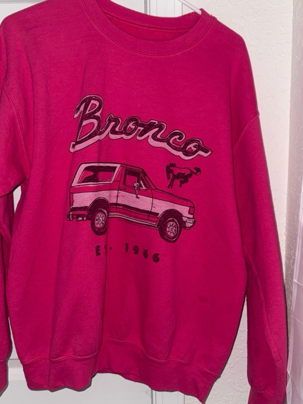 Junk Food Clothing Pink Bronco Graphic Crewneck